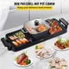 VEVOR 2 in 1 Electric Grill and Hot Pot, 2400W BBQ Pan Grill and Hot Pot, Outdoor Teppanyaki Grill Pot with Dual Temp Control