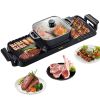 VEVOR 2 in 1 Electric Grill and Hot Pot, 2400W BBQ Pan Grill and Hot Pot, Outdoor Teppanyaki Grill Pot with Dual Temp Control