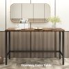 TOPMAX Counter Height Extra Long Dining Table Set with 3 Stools Pub Kitchen Set Side Table with Footrest,Brown