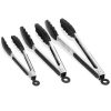 3Pcs Stainless Steel Locking Food Tongs with Silicone Tips BPA Free Non-Stick BBQ Cooking Grilling Locking Food Tongs