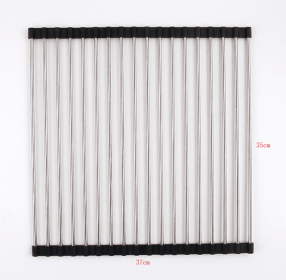 Folding Kitchen Drain Sink Rack Stainless Steel (Option: Black-18 S)