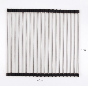 Folding Kitchen Drain Sink Rack Stainless Steel (Option: Black-20 S)