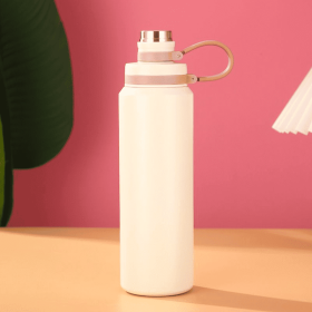 Sports Water Cup 304 Stainless Steel Outdoor Sports Portable Sling Cup (Color: White)