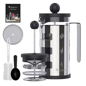 French Press Cafetiere 4 Cups, Stainless Steel Body Shell Coffee Maker- Heat Resistant - Stainless Steel Filter Coffee Press For Coffee Lover, Silver, (Option: 600ml)