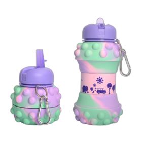 Sports Water Bottle Silicone Collapsible Spherical Drinking Mug Leak-proof Squeezable Shockproof Basketball Soccer Baseball Volleyball Go Tumbler (Option: E)