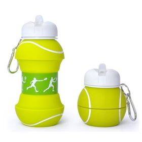 Sports Water Bottle Silicone Collapsible Spherical Drinking Mug Leak-proof Squeezable Shockproof Basketball Soccer Baseball Volleyball Go Tumbler (Option: D)