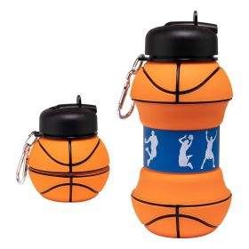 Sports Water Bottle Silicone Collapsible Spherical Drinking Mug Leak-proof Squeezable Shockproof Basketball Soccer Baseball Volleyball Go Tumbler (Option: B)