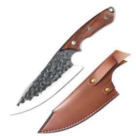 7 Inch Hand Forged Stainless Steel Kitchen Chef Knife (Option: C6 and thickened PU sleeve)