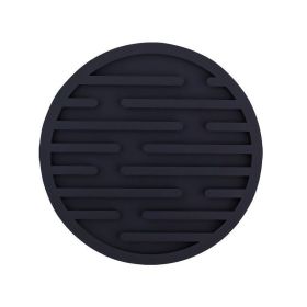 1pc Silicone Mat Heat Resistant Cup Mat Coasters Round Non-slip Table Placemat Tools (Color: Black)