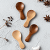 4 Pcs Mini Wooden Spoons; Small Spice Condiment Spoon; Sugar Tea Coffee Scoop; Short Handle Wood Spoon