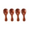 4 Pcs Mini Wooden Spoons; Small Spice Condiment Spoon; Sugar Tea Coffee Scoop; Short Handle Wood Spoon