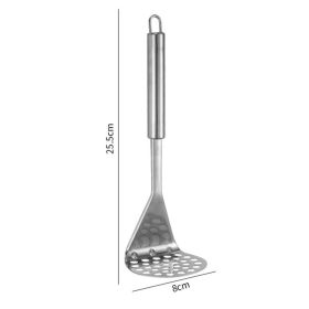 Stainless Steel Manual Potato Masher; Baby Food Masher; Wavy Potato Press (Color: Round Hole Potato Press)