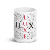 White Glossy Coffee Mugs Luxe with Geometric Design By HadiArts (Color + Size: White- 15Oz)