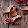 4 Pcs Mini Wooden Spoons; Small Spice Condiment Spoon; Sugar Tea Coffee Scoop; Short Handle Wood Spoon