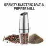 Gravity Induction Electric Pepper Grinder Automatic Sea Salt Pepper Grinder Stainless Steel Mill With Adjustable Thickness