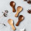 4 Pcs Mini Wooden Spoons; Small Spice Condiment Spoon; Sugar Tea Coffee Scoop; Short Handle Wood Spoon