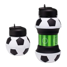 Sports Water Bottle Silicone Collapsible Spherical Drinking Mug Leak-proof Squeezable Shockproof Basketball Soccer Baseball Volleyball Go Tumbler (Option: A)